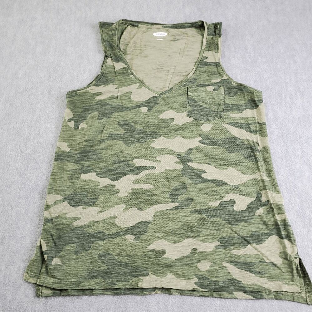 Old Navy Tank Top Womens Small Green Camo Everywear Sleeveless Shirt